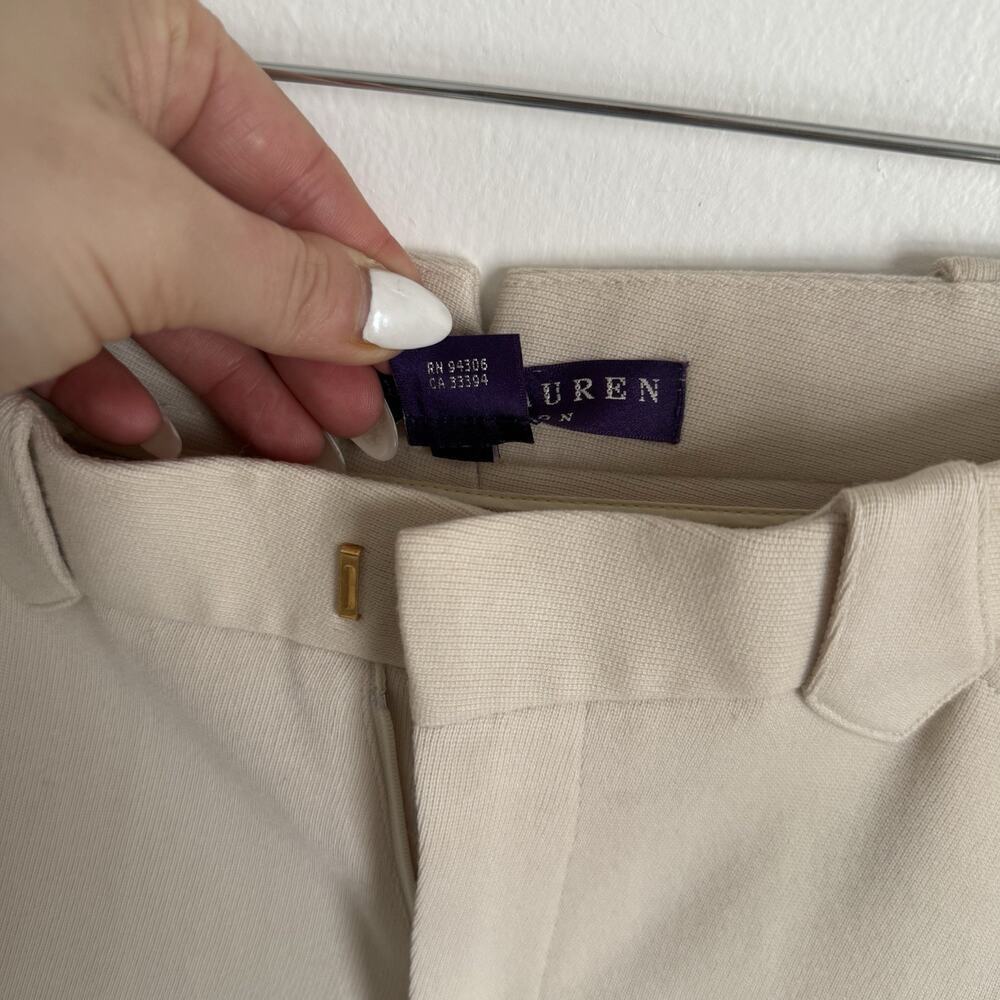 RALPH LAUREN PURPLE LABEL Equestrian Riding Pants Cream Wool Brown Knee Patch 6 - Picture 5 of 16